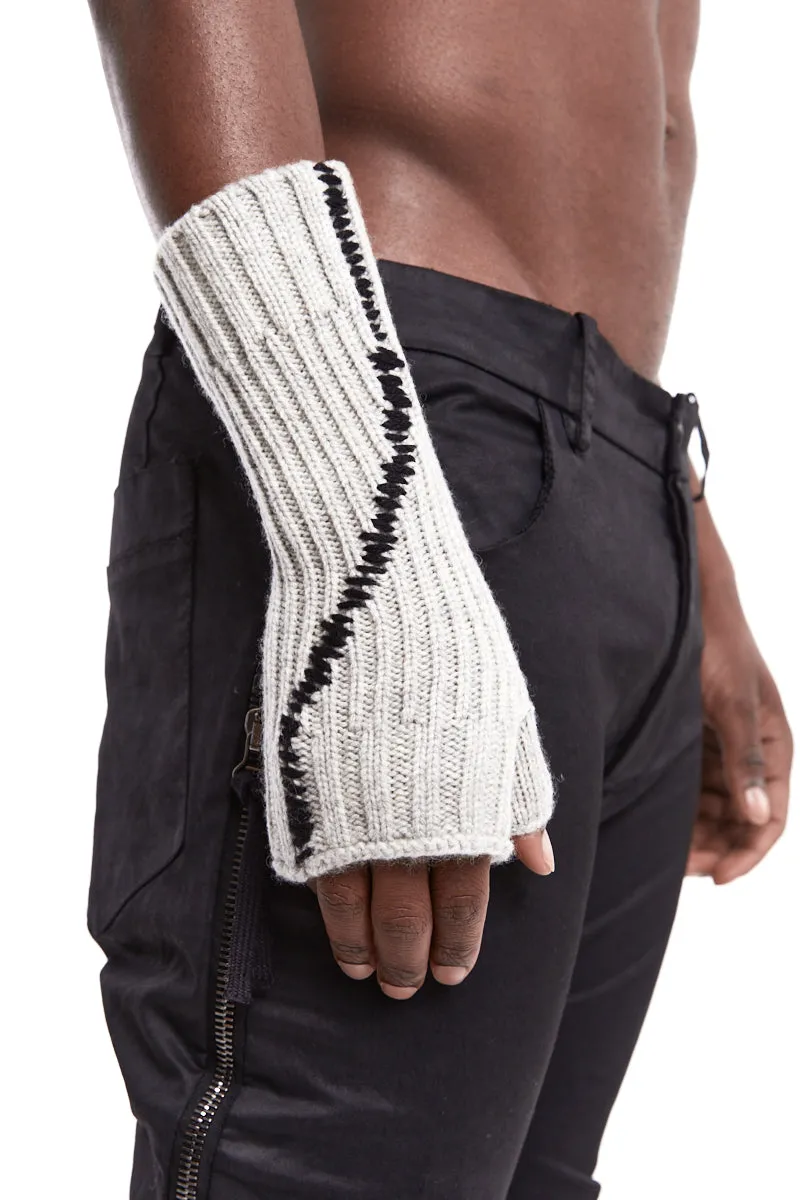 OYSTER GREY STITCHING WOOL GLOVES