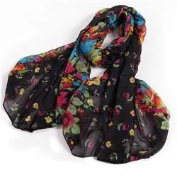 Pastoral Style Scarves Women Soft Silk Blend Floral Print Scarf Wrap Women Pretty Elegant Accessories Scarves SM6