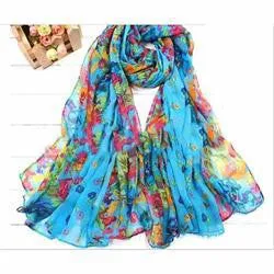 Pastoral Style Scarves Women Soft Silk Blend Floral Print Scarf Wrap Women Pretty Elegant Accessories Scarves SM6