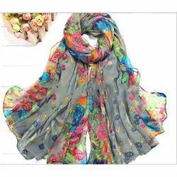 Pastoral Style Scarves Women Soft Silk Blend Floral Print Scarf Wrap Women Pretty Elegant Accessories Scarves SM6