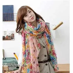 Pastoral Style Scarves Women Soft Silk Blend Floral Print Scarf Wrap Women Pretty Elegant Accessories Scarves SM6