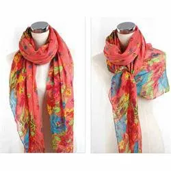 Pastoral Style Scarves Women Soft Silk Blend Floral Print Scarf Wrap Women Pretty Elegant Accessories Scarves SM6