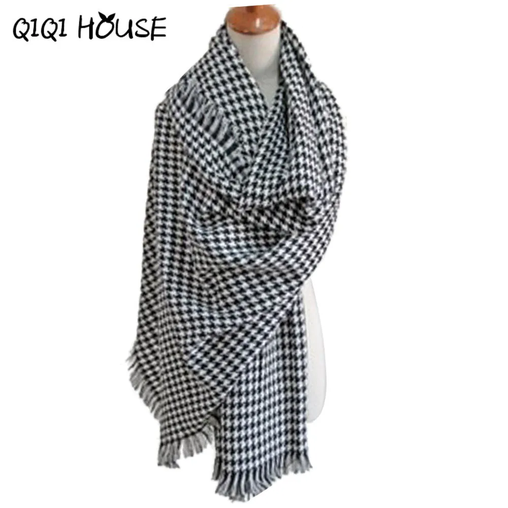 Ponchos nd Capes Womens Winter Warm Knit Wool Long Plaid Shawl Stole Scarves Women's Big ponchos And Capes Echarpe Plaid #521 SM