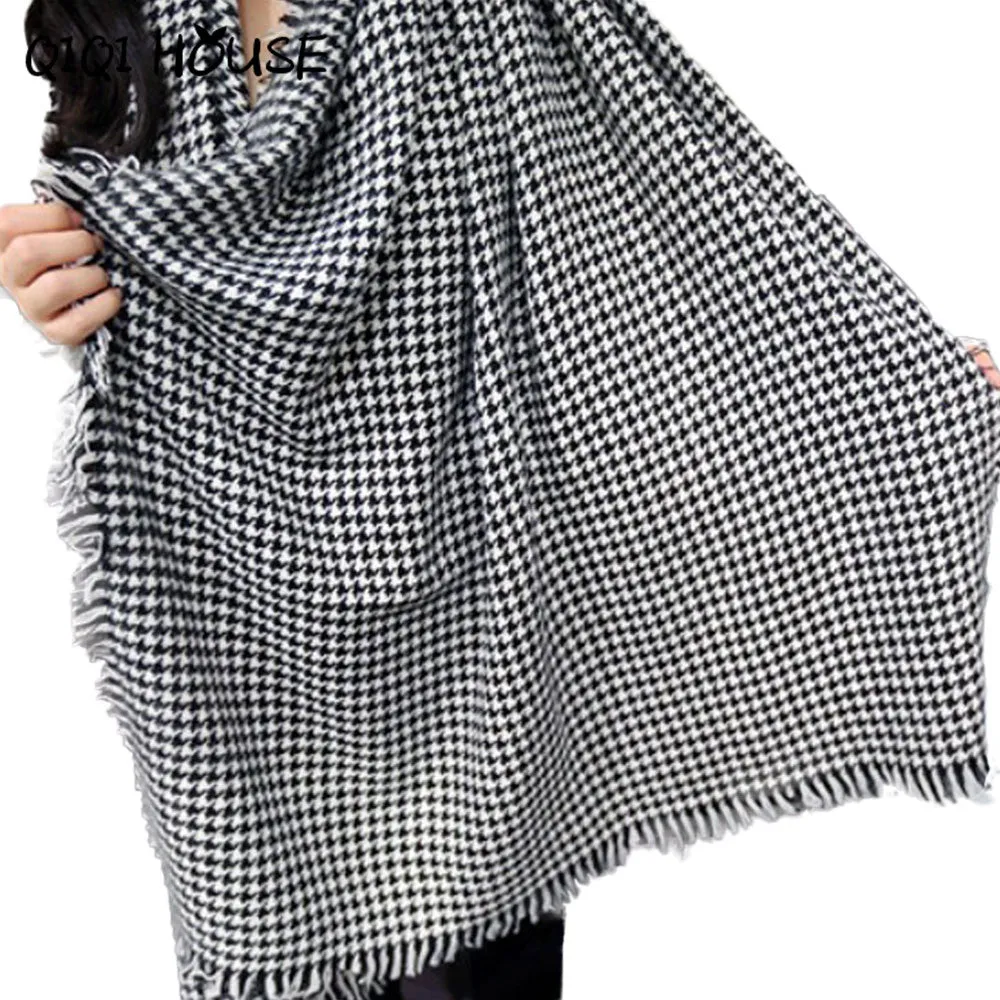 Ponchos nd Capes Womens Winter Warm Knit Wool Long Plaid Shawl Stole Scarves Women's Big ponchos And Capes Echarpe Plaid #521 SM