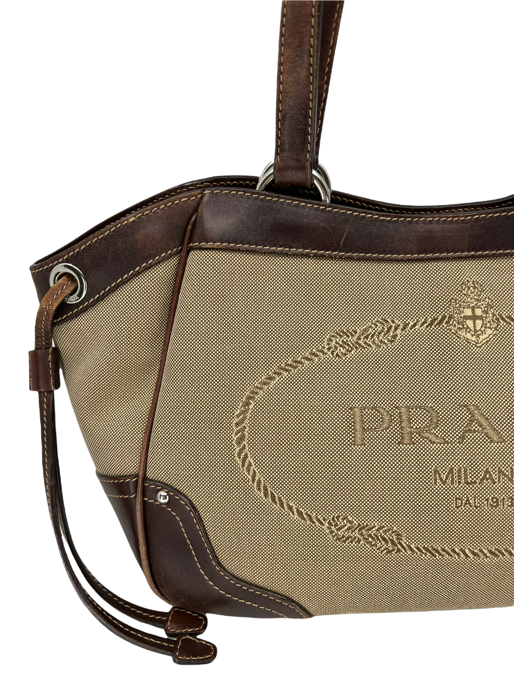 Prada Canapa Logo Jacquard Canvas Bag