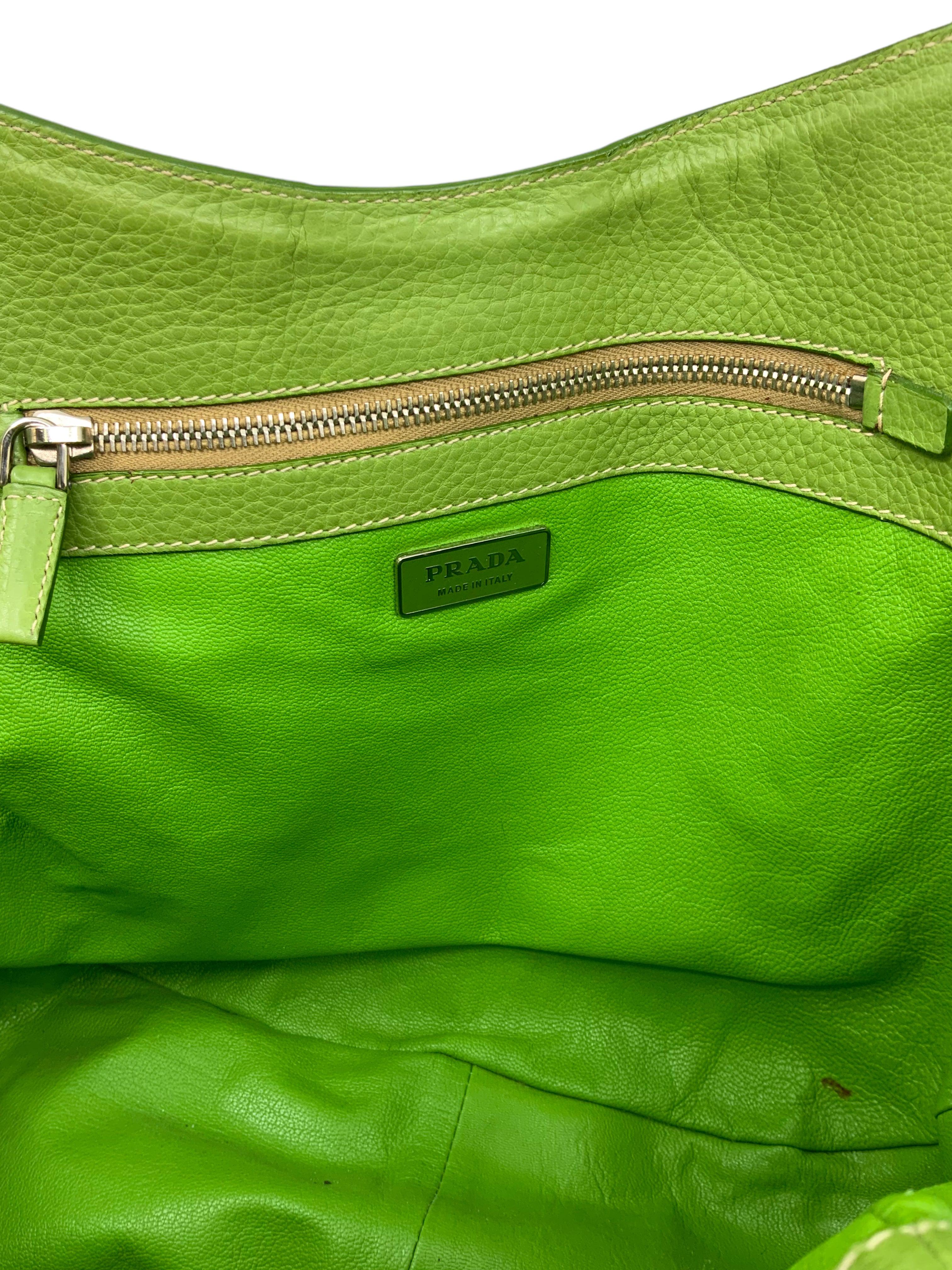 PRADA Straw and Leather Shoulder Bag