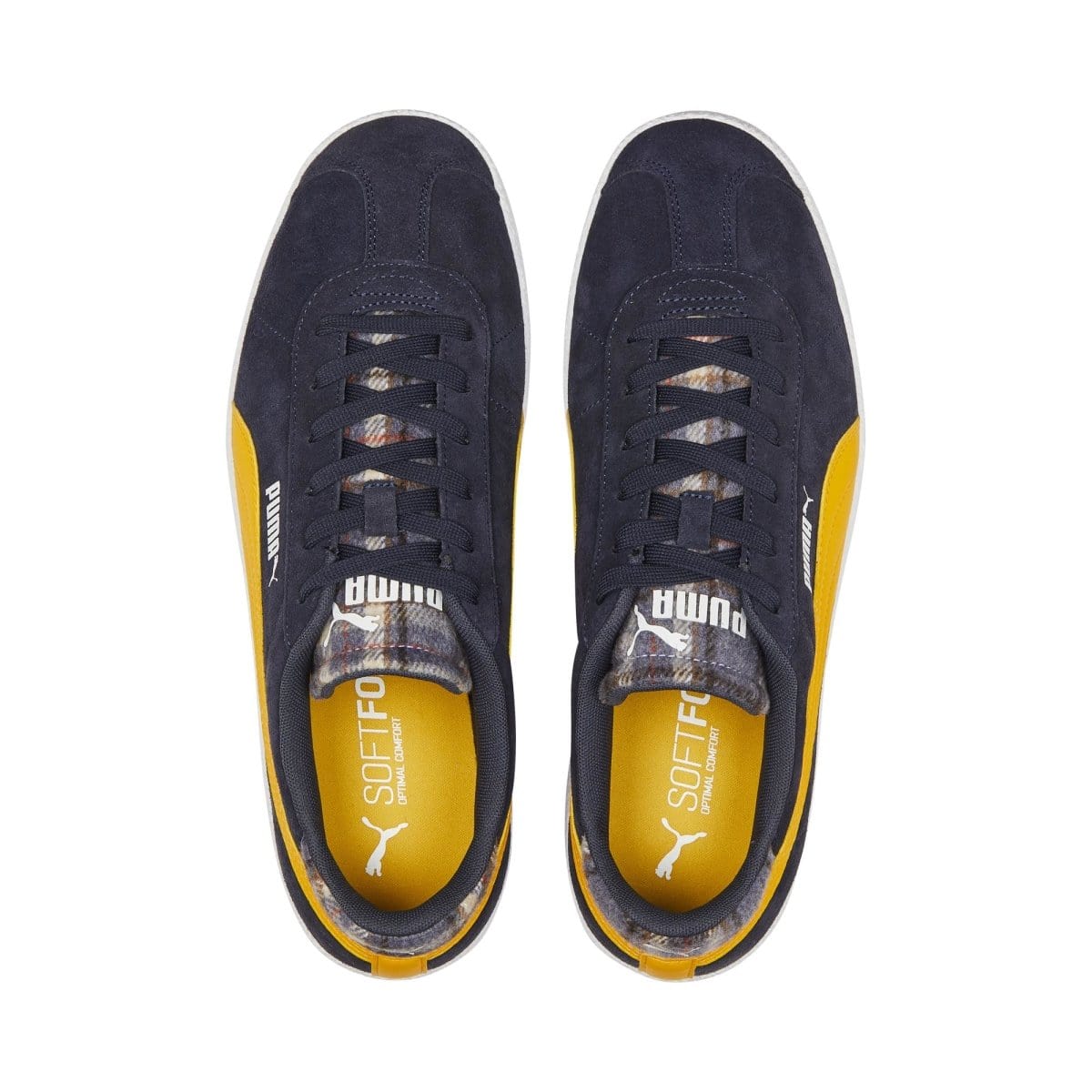 PUMA MEN'S CLUB NAVY/YELLOW PLAID SHOE