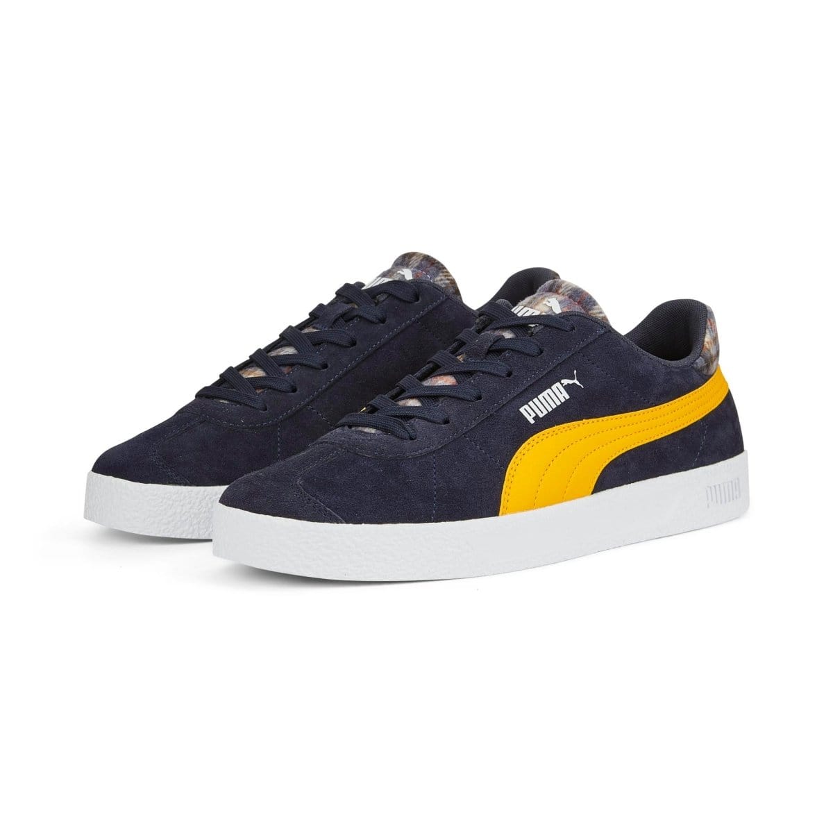 PUMA MEN'S CLUB NAVY/YELLOW PLAID SHOE