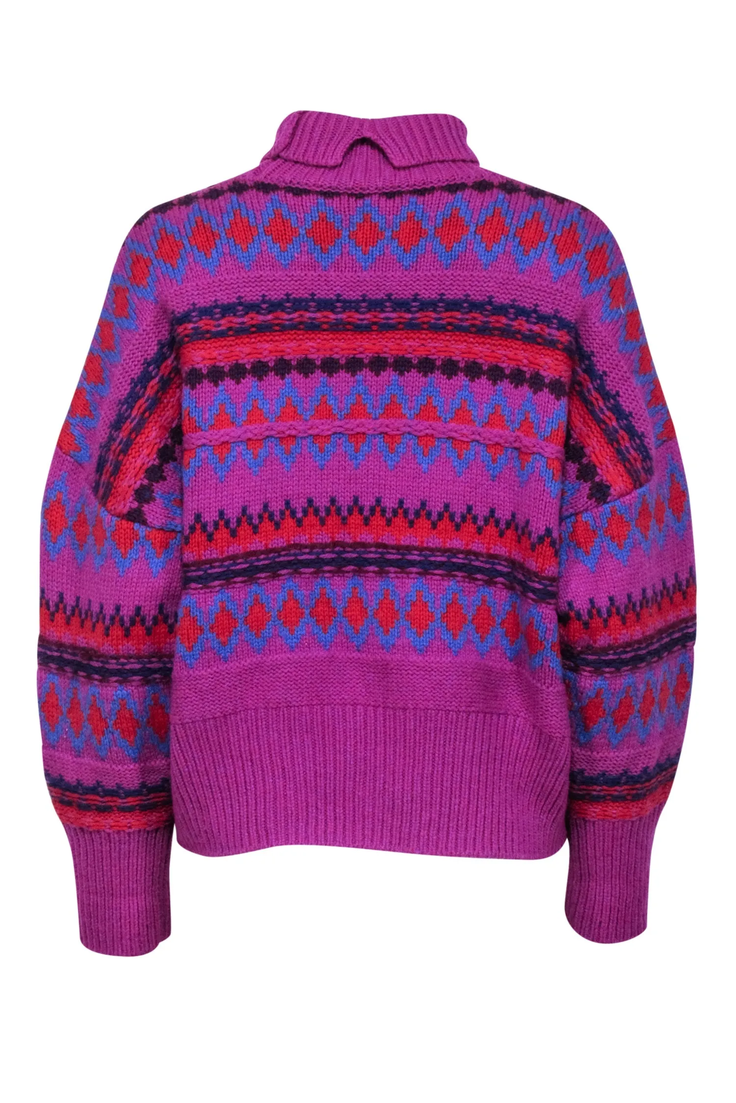 Rag & Bone - Purple Multicolor Wool Fair Isle Turtleneck Sweater Sz M