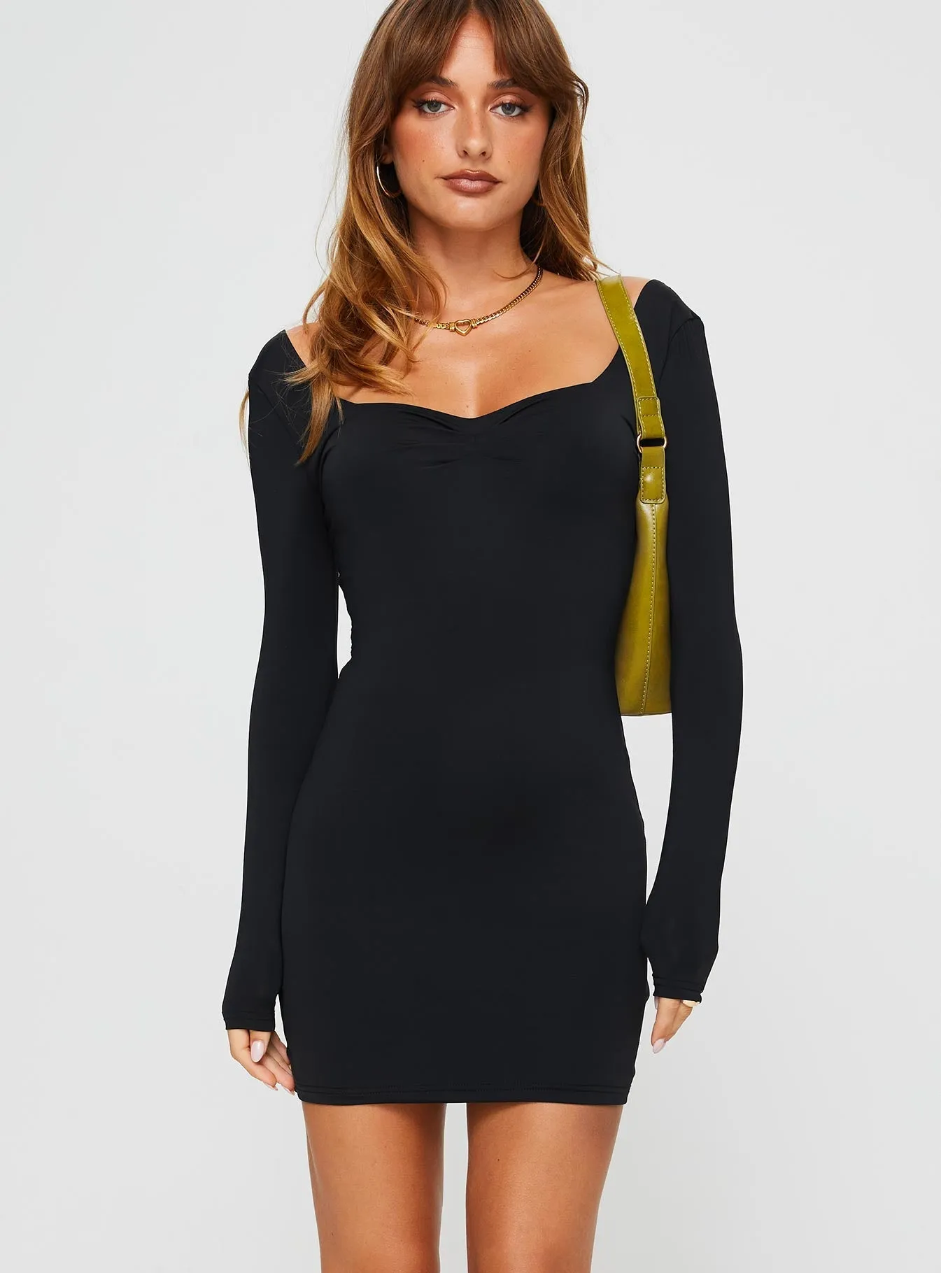 Rehna Long Sleeve Mini Dress Black