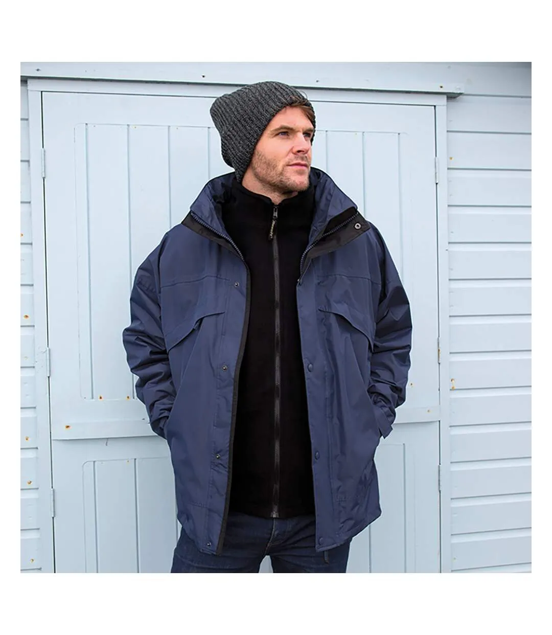 Result Mens 3 In 1 Zip And Clip StormDri Waterproof Windproof Jacket (Navy Blue) - UTBC930