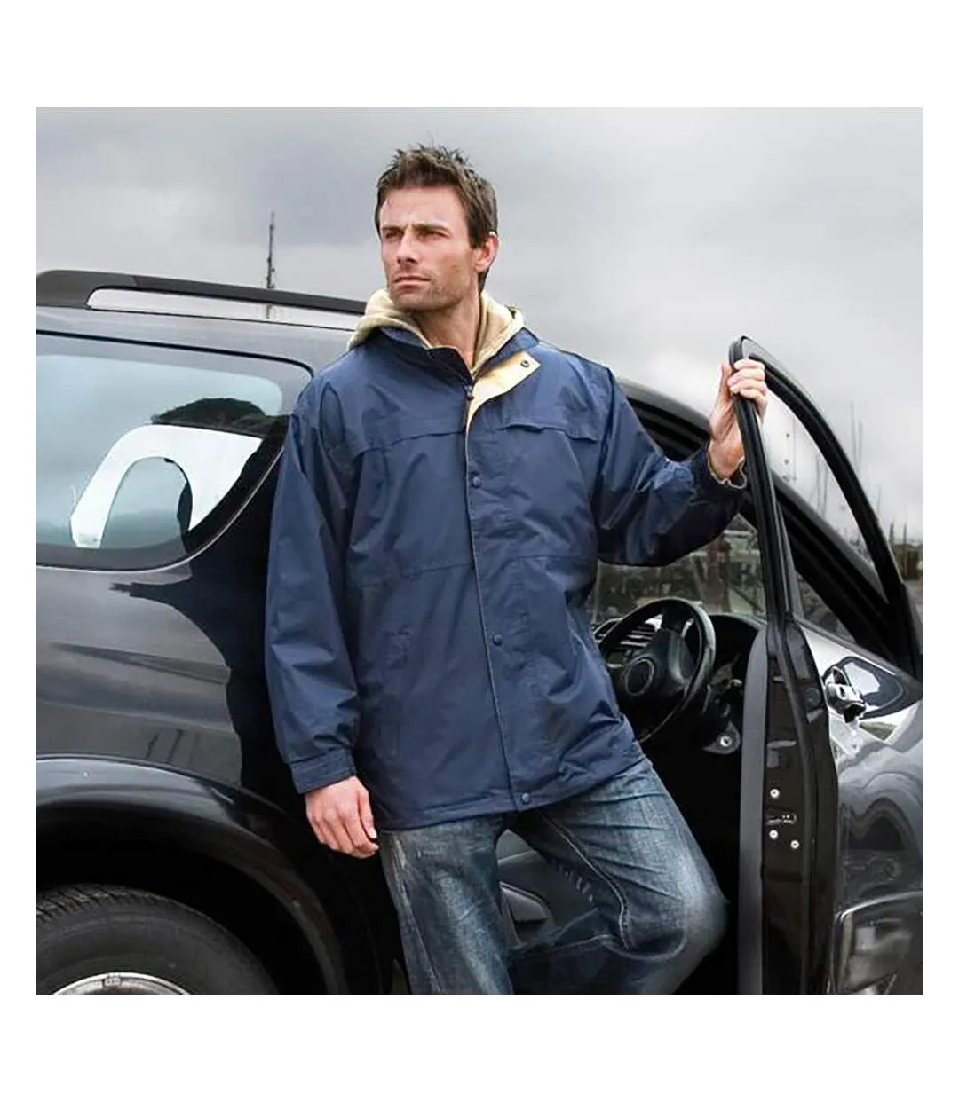 Result Mens Mid-Weight Multi-Function Waterproof Windproof Jacket (Navy/Sand) - UTBC929