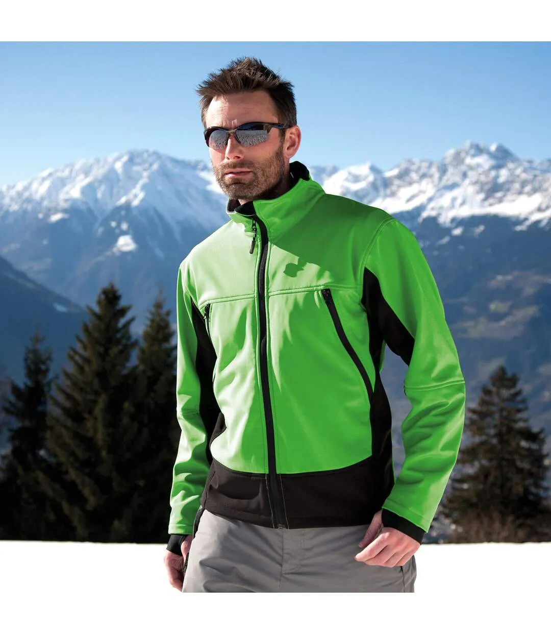 Result Mens Softshell Activity Waterproof Windproof Jacket (Vivid Green/Black) - UTBC856