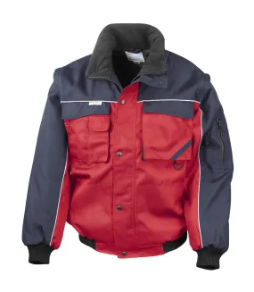 Result Mens Workguard Zip Sleeve Heavy Duty Water Repellent Windproof Jacket (Red/Navy) - UTBC931