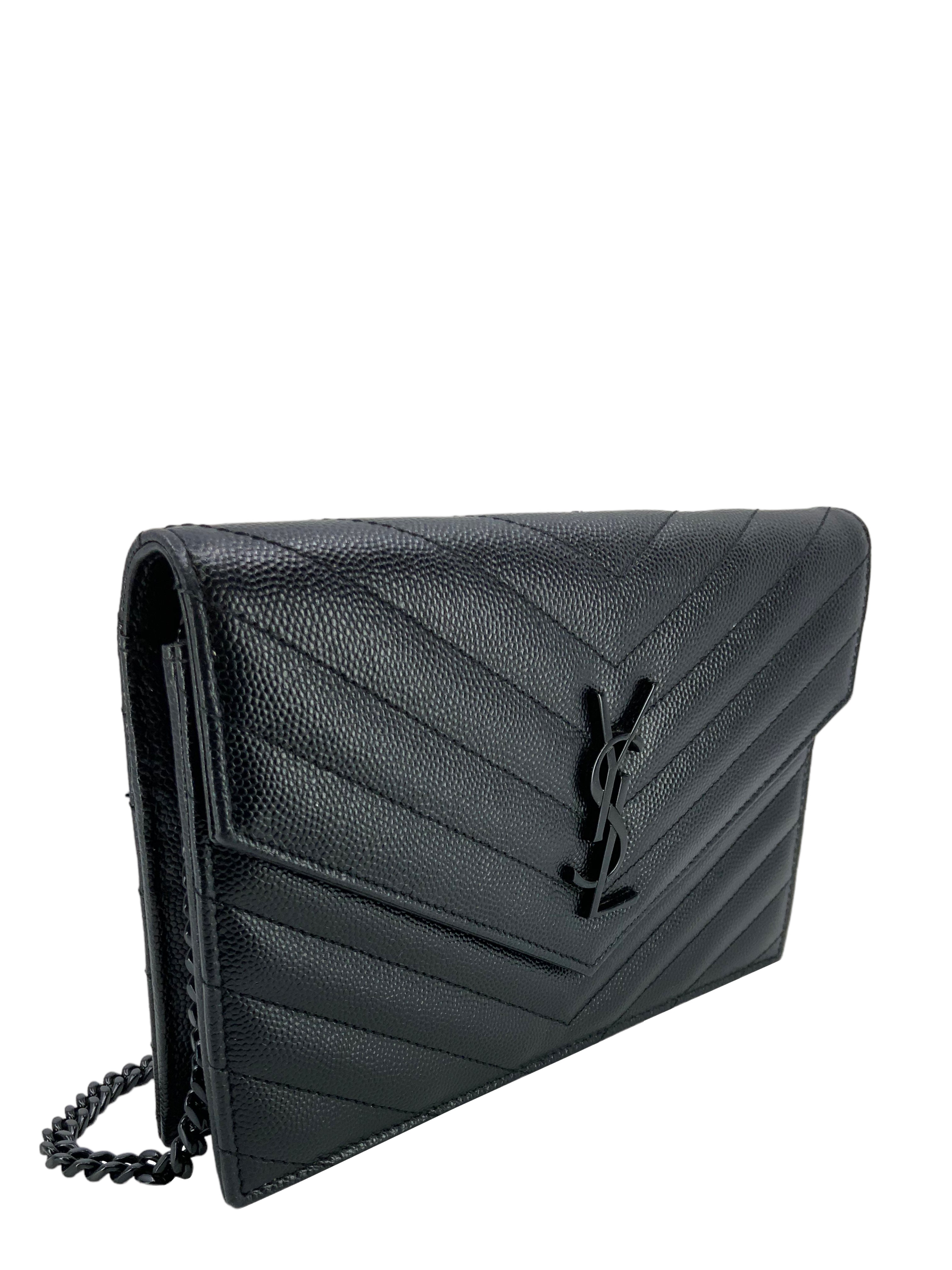 SAINT LAURENT Cassandre Matelasse Envelope Chain Wallet