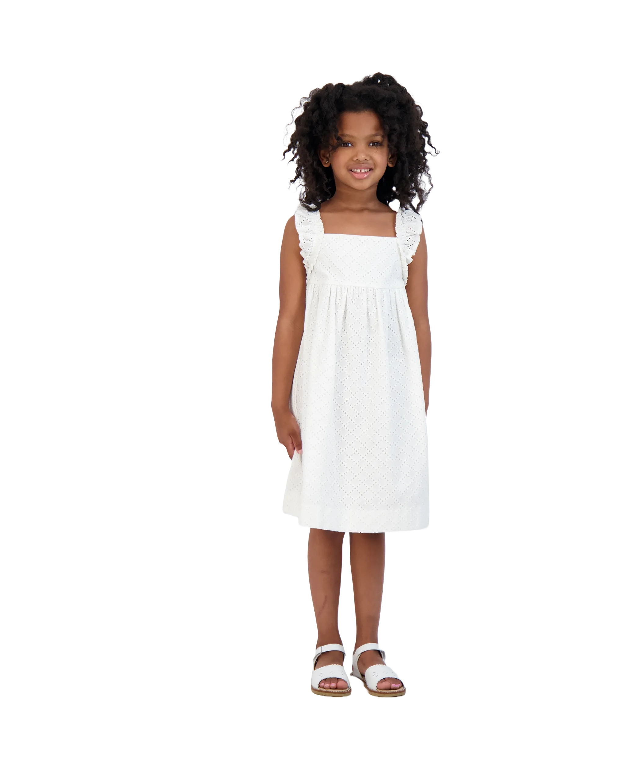 Sawyer Flutter Sleeve Dress White Eyelet