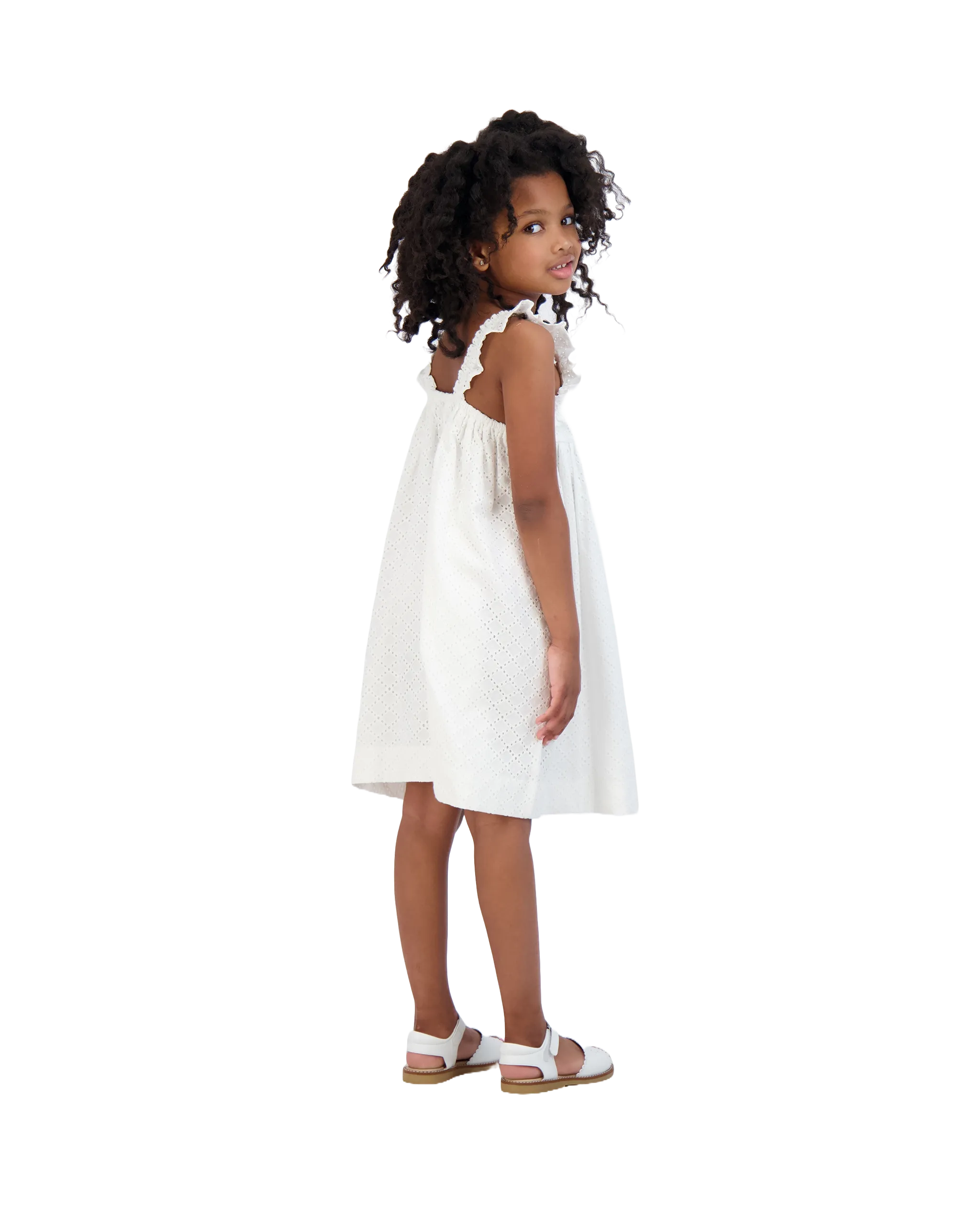 Sawyer Flutter Sleeve Dress White Eyelet