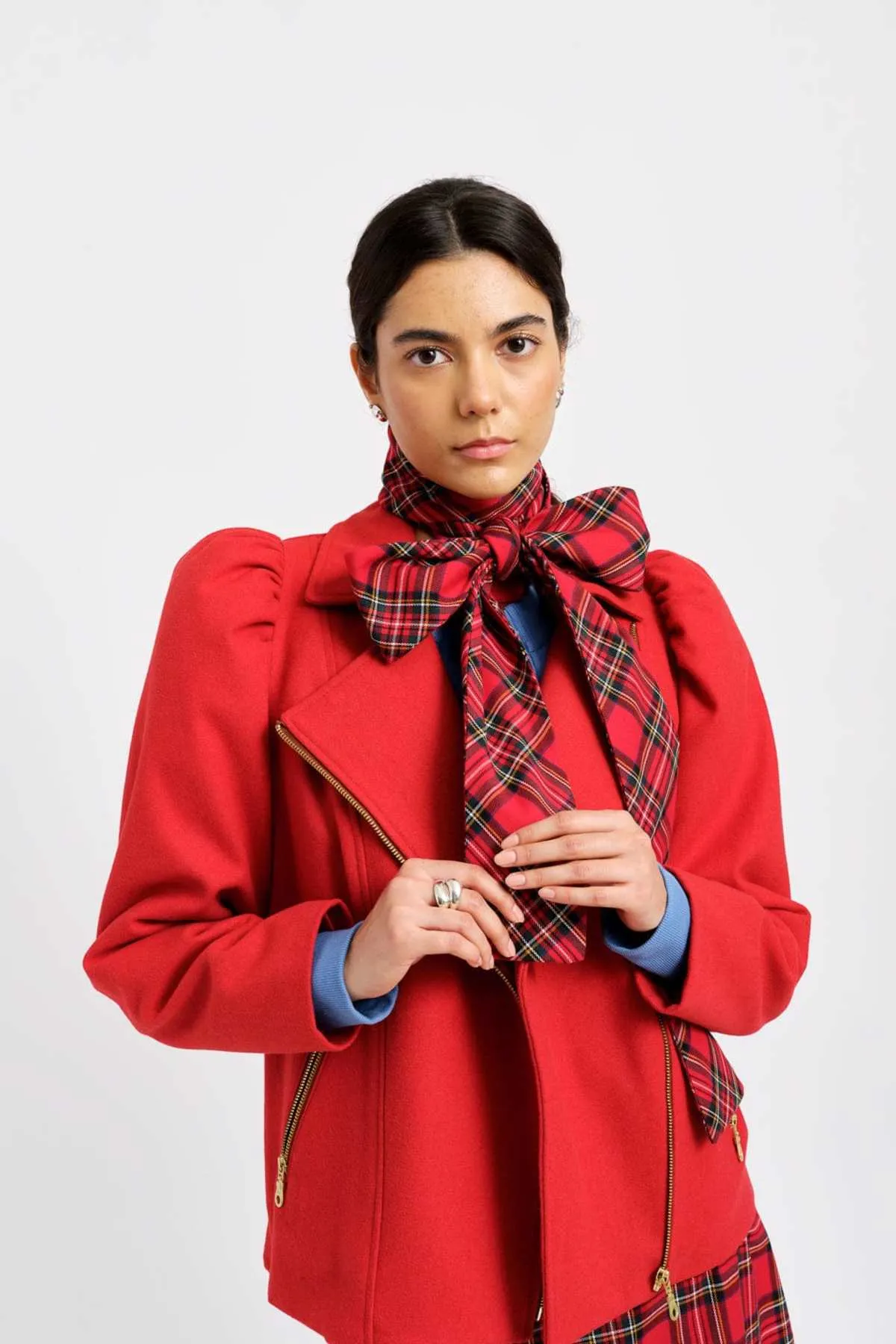 Sienna Long Scarf - Red Plaid