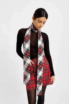 Sienna Long Scarf - White Plaid