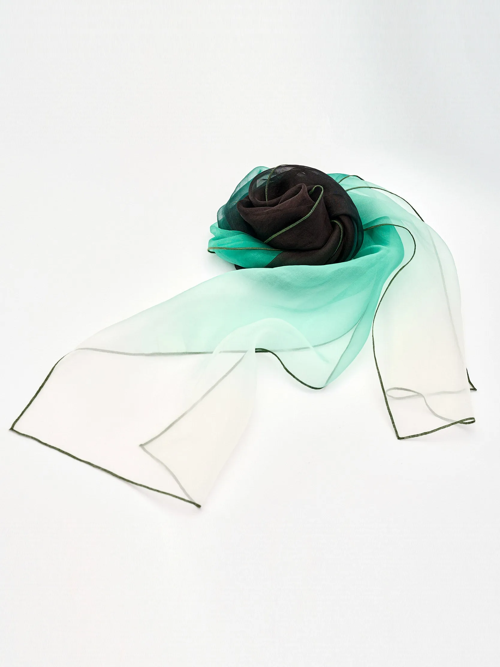 Single Layer Mulberry Silk Organza Dip Dye Long Scarf