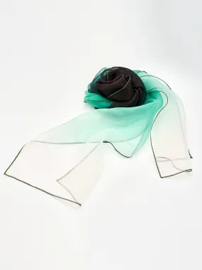 Single Layer Mulberry Silk Organza Dip Dye Long Scarf