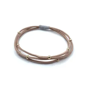 Single Water Pony 3mm Gold Waterproof Hair Band in Peach and Gray (#S8)