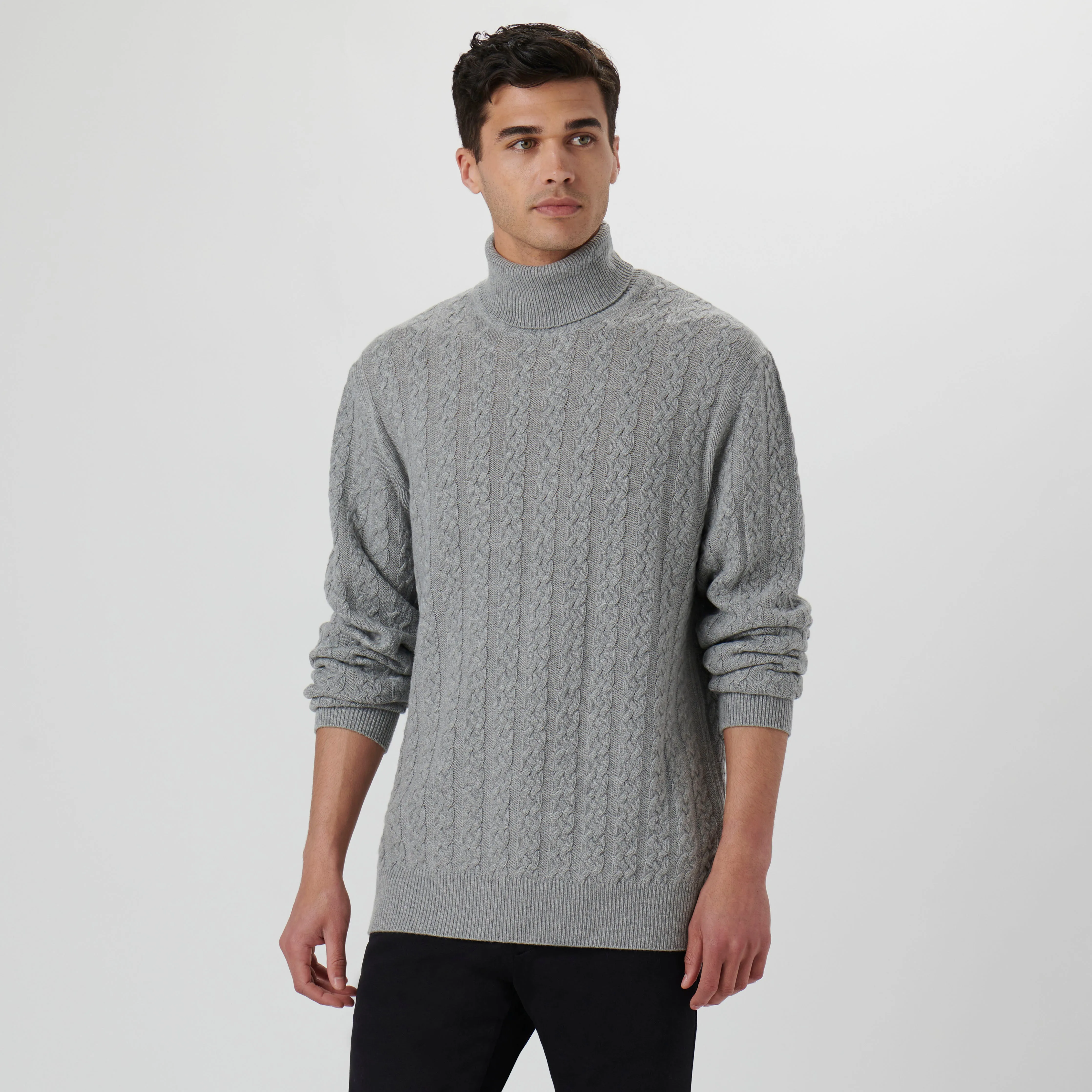 Solid Cable Turtleneck Sweater