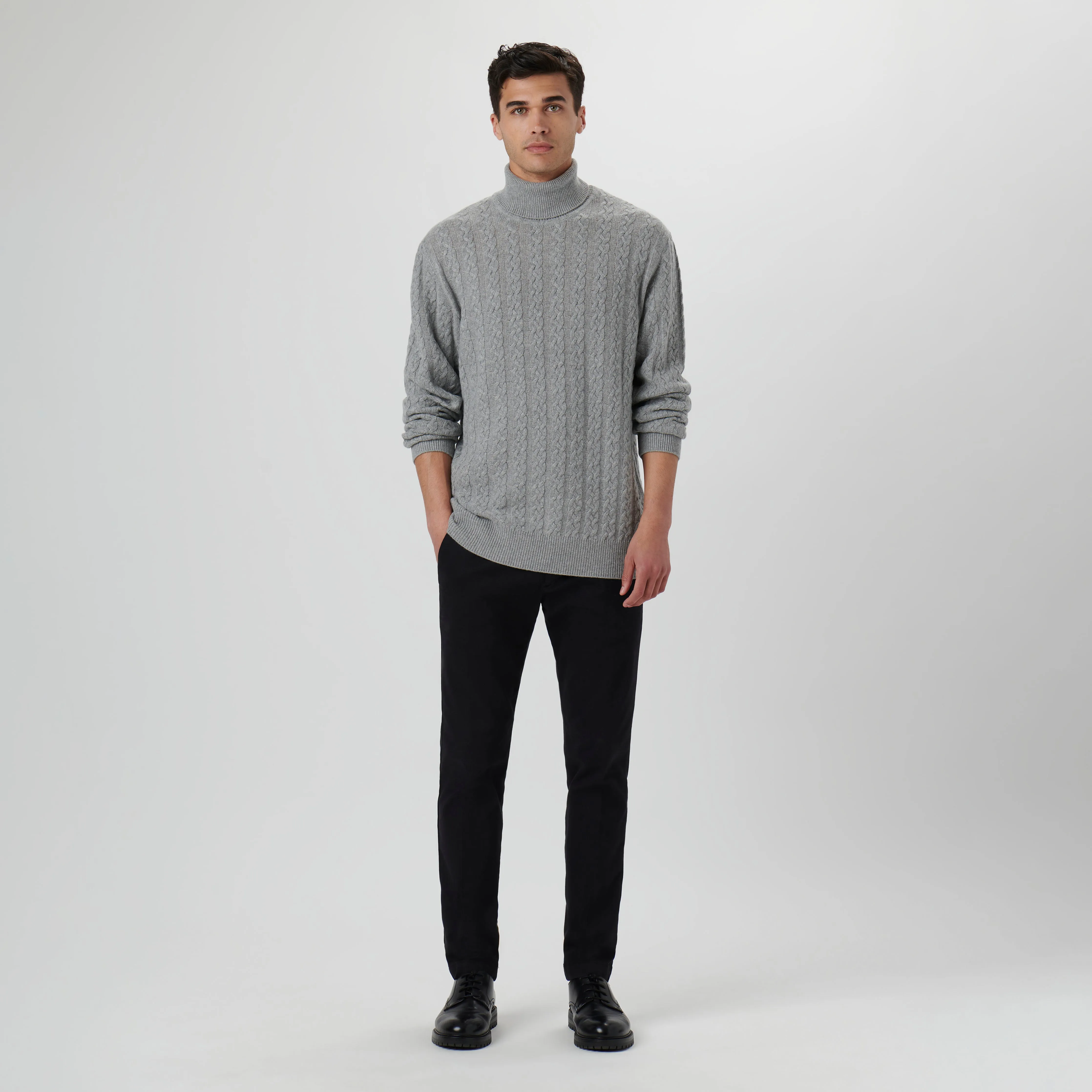 Solid Cable Turtleneck Sweater