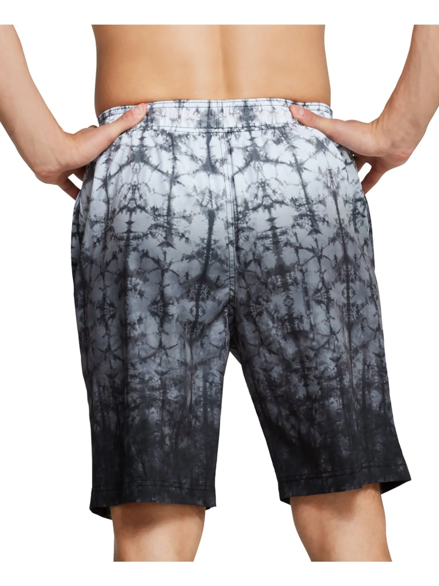 SPEEDO Mens Gray Lined Printed Athletic Fit Swim Trunks