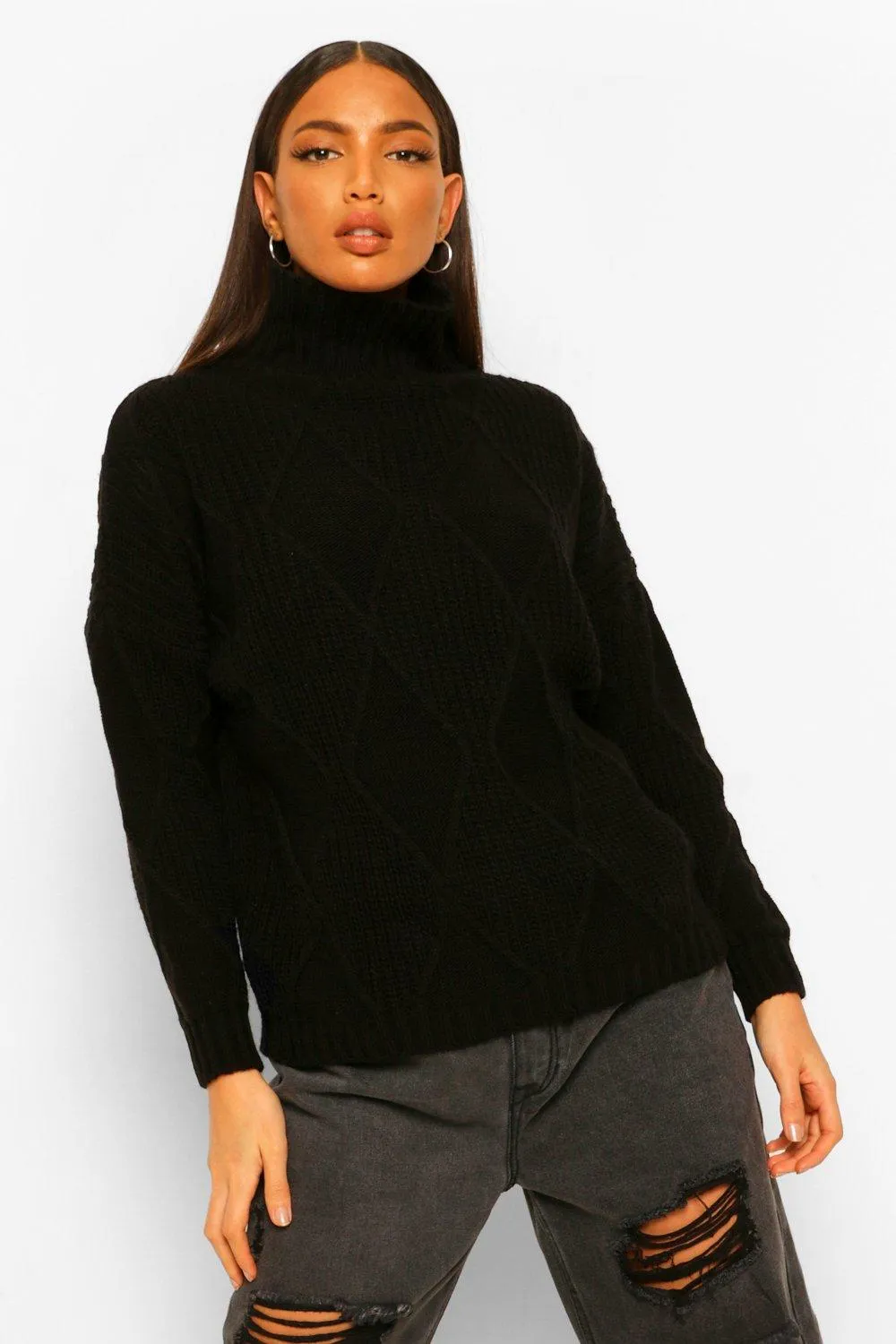 Tall Diamond Knit Turtleneck Sweater