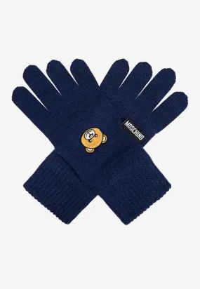 Teddy Bear Patch Wool Gloves