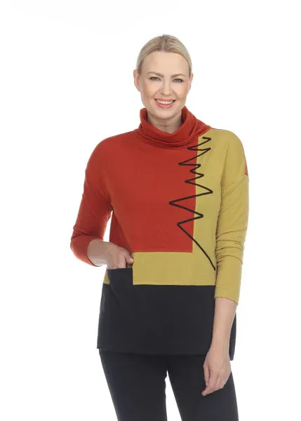 Terra T5408 Color Block Turtleneck Sweater