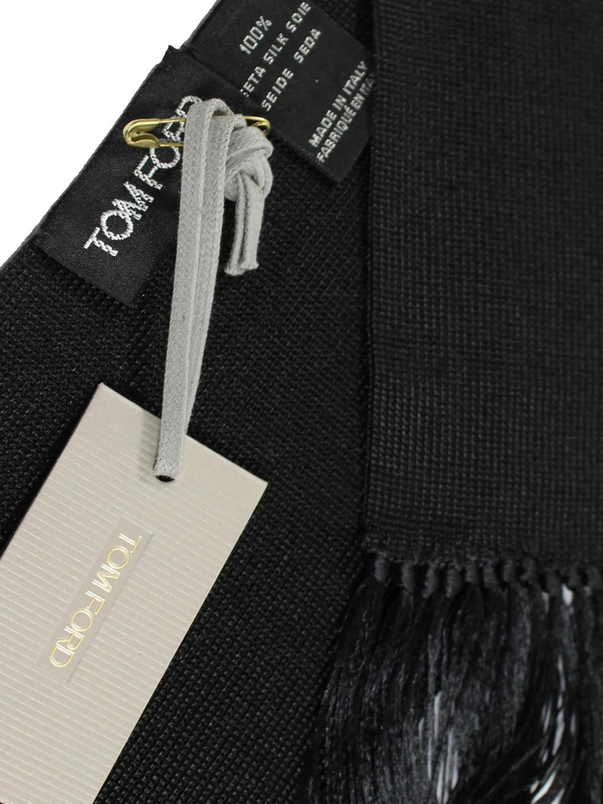 Tom Ford Silk Scarf Black Tassel Evening Scarf