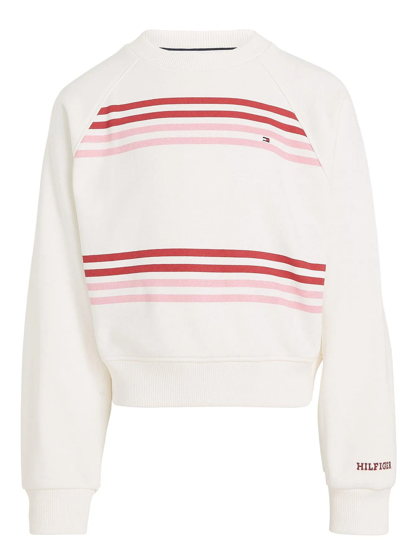 Tommy Hilfiger Girls Monotype Stripe Crewneck Top - White