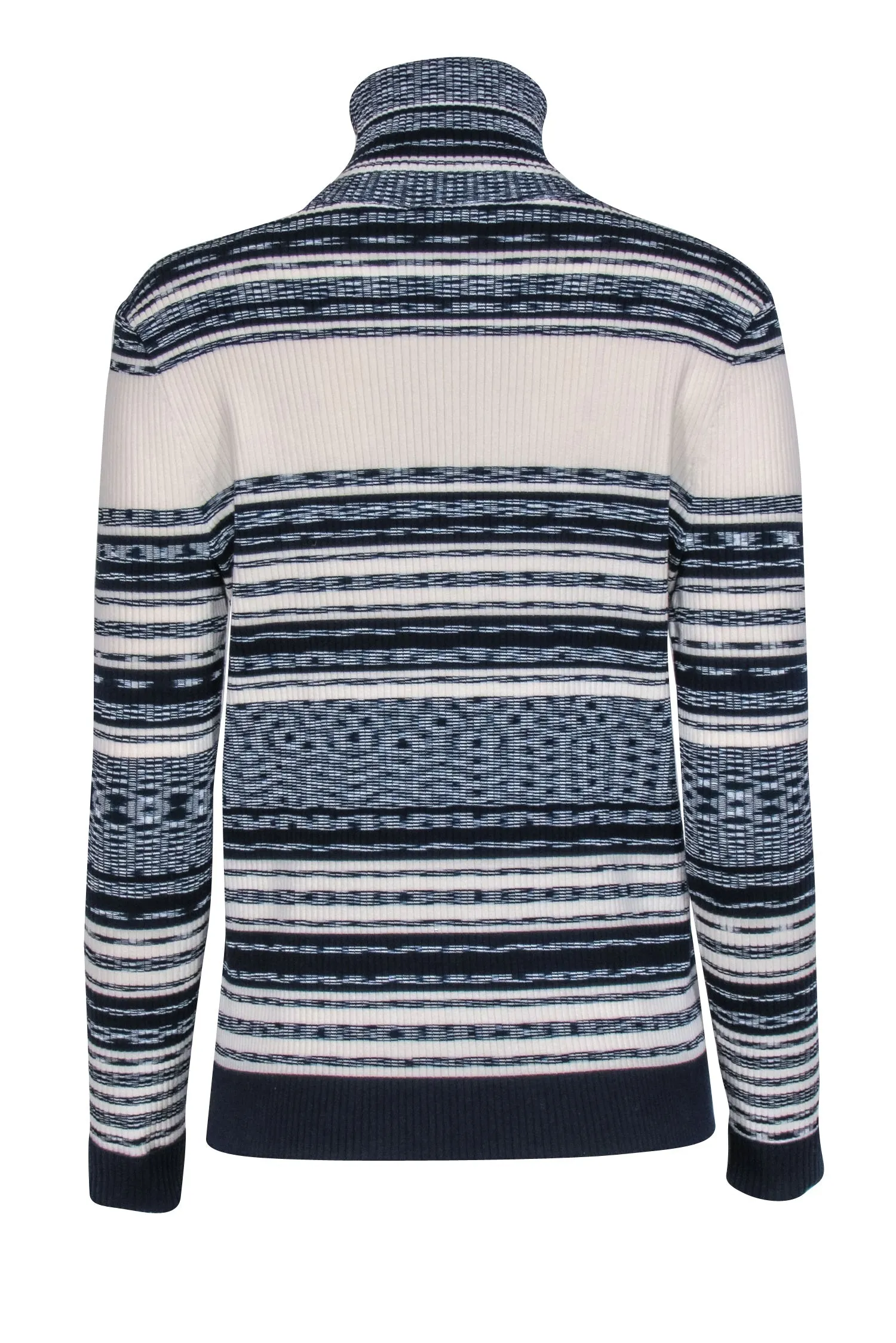 Tory Burch - Ivory & Navy Striped Julie Turtleneck Sweater Sz L