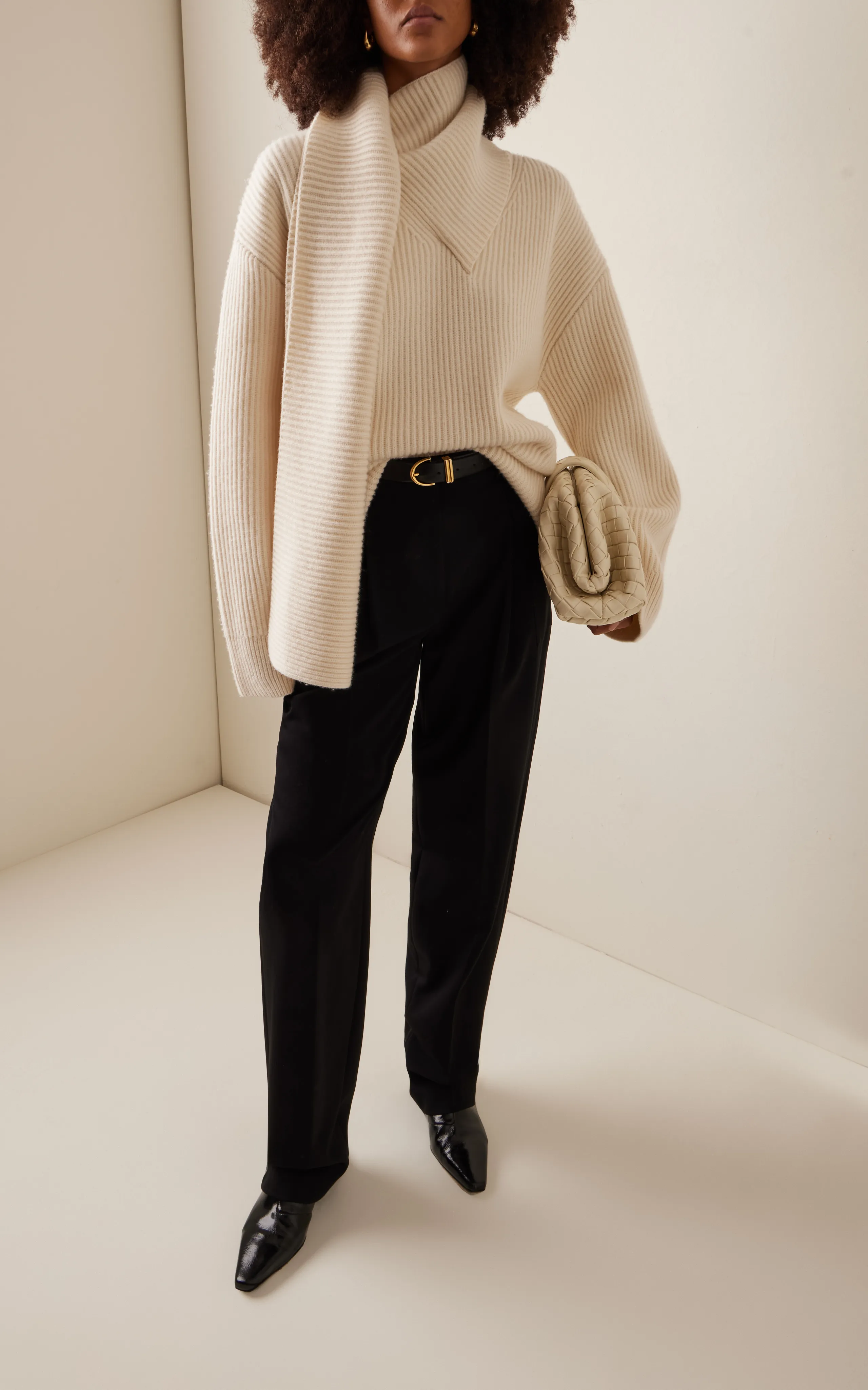 Toteme Wool-Cashmere Knit Long Scarf Sweater