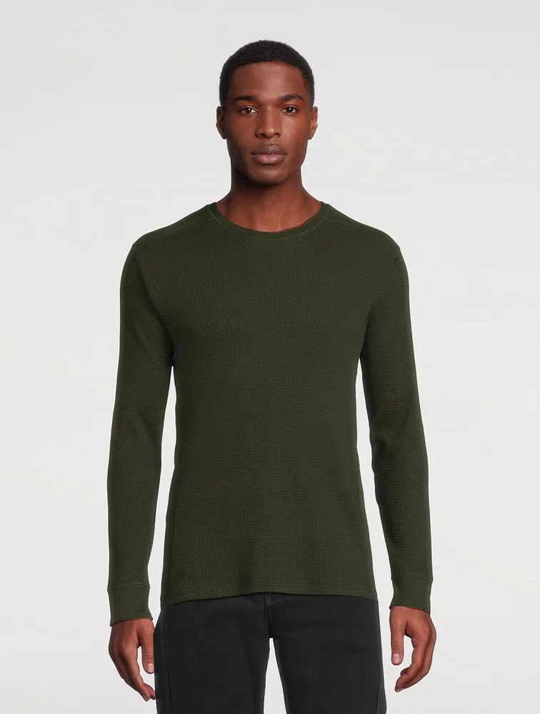 VINCE Thermal Long-Sleeve Crewneck Top