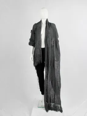 Wim Neels grey frayed extra long scarf with one jumper sleeve — 1990’s