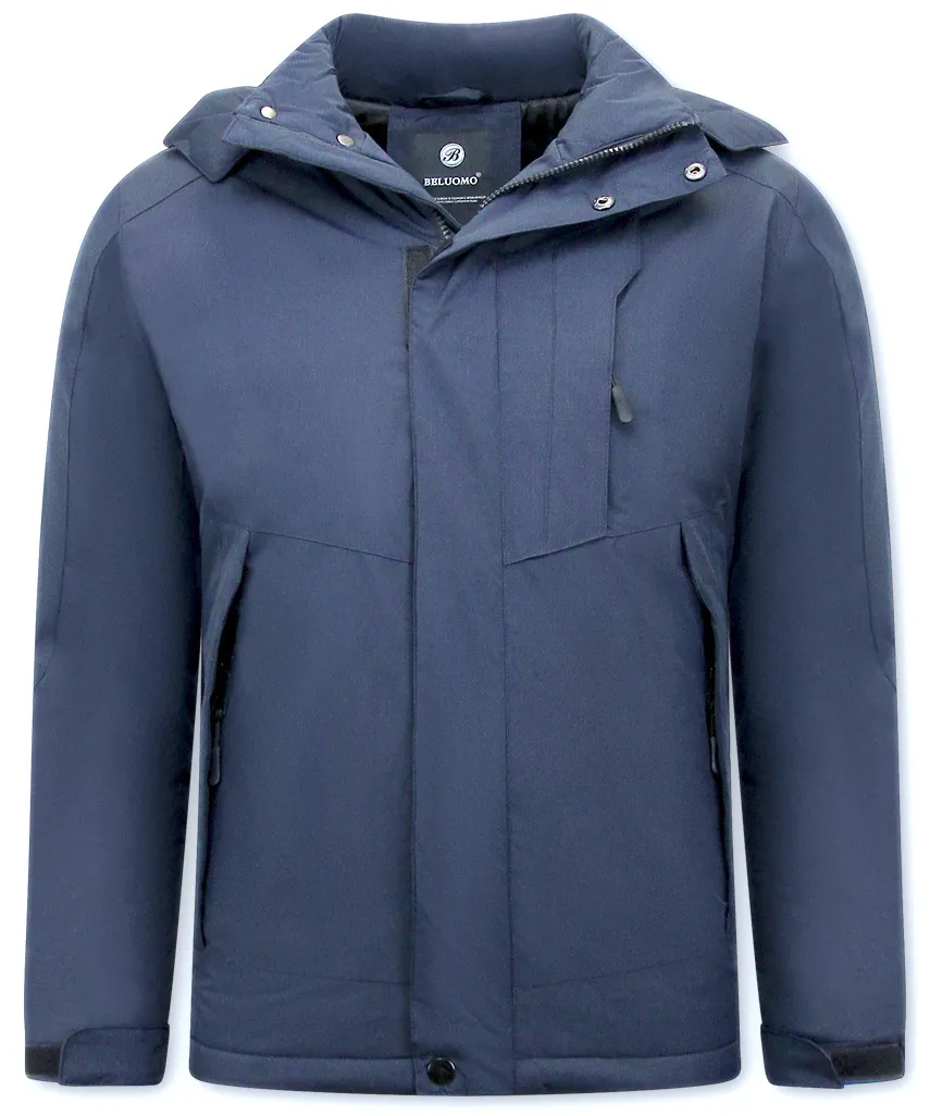 Windproof Jacket With Hood Men Blue | NEW |