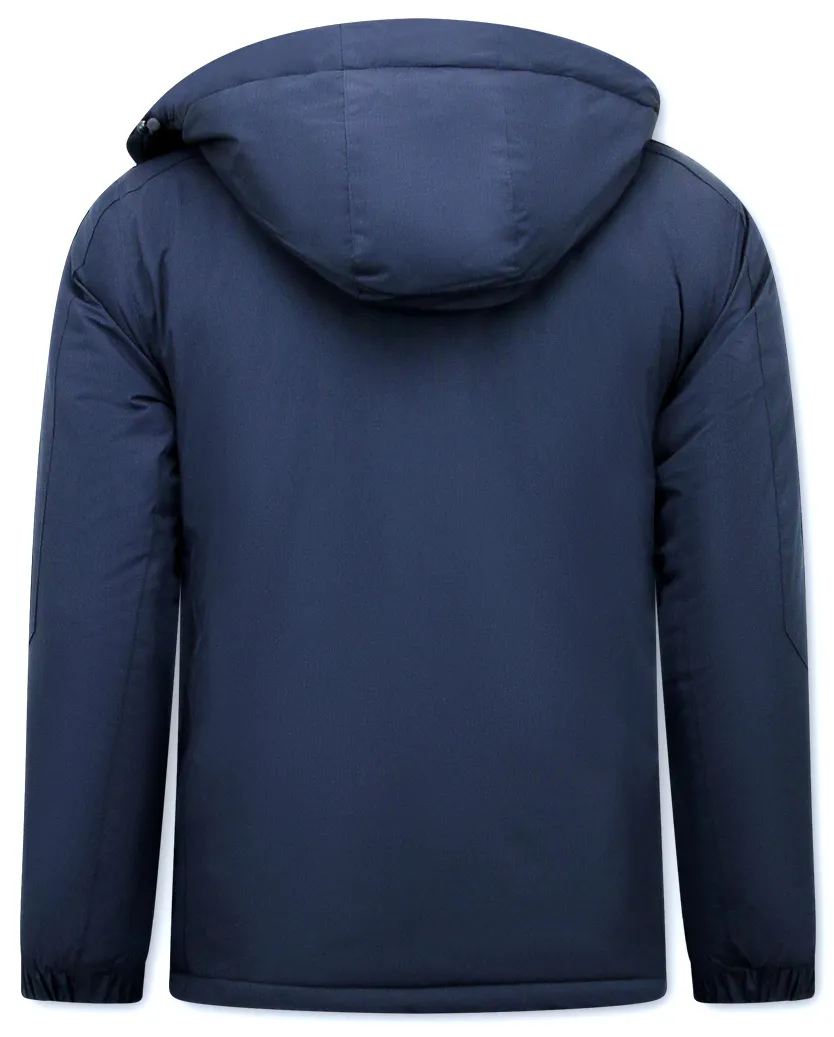 Windproof Jacket With Hood Men Blue | NEW |