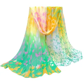 Women Beautiful Shawl Printed Flowers Silk Soft Silk Chiffon Scarves Like Butterfly Wings Soft And Light #698 SM6