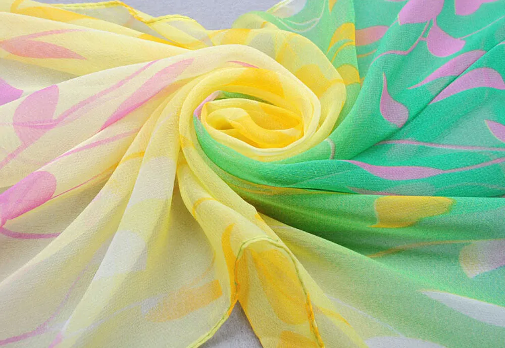 Women Beautiful Shawl Printed Flowers Silk Soft Silk Chiffon Scarves Like Butterfly Wings Soft And Light #698 SM6