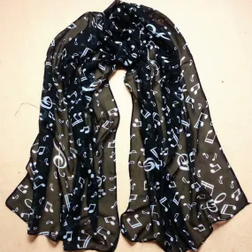 Women Lady Scarves Musical Note Printed Chiffon Neck Scarf Shawl Muffler Scarves Promotions Gift