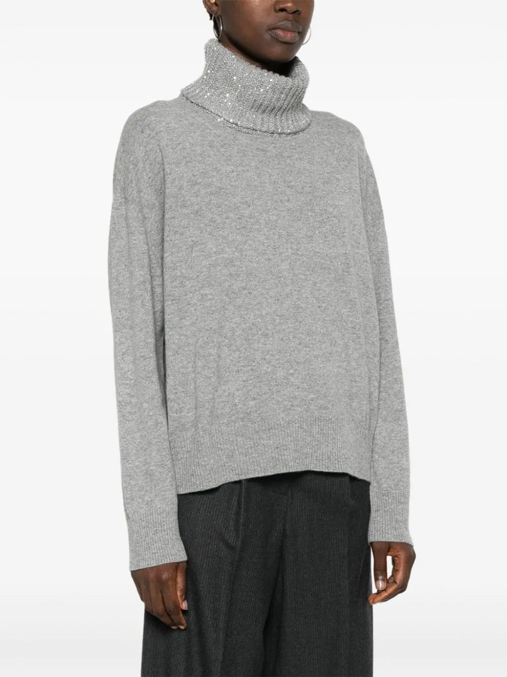 WOOL AND SILK BLEND TURTLENECK SWEATER