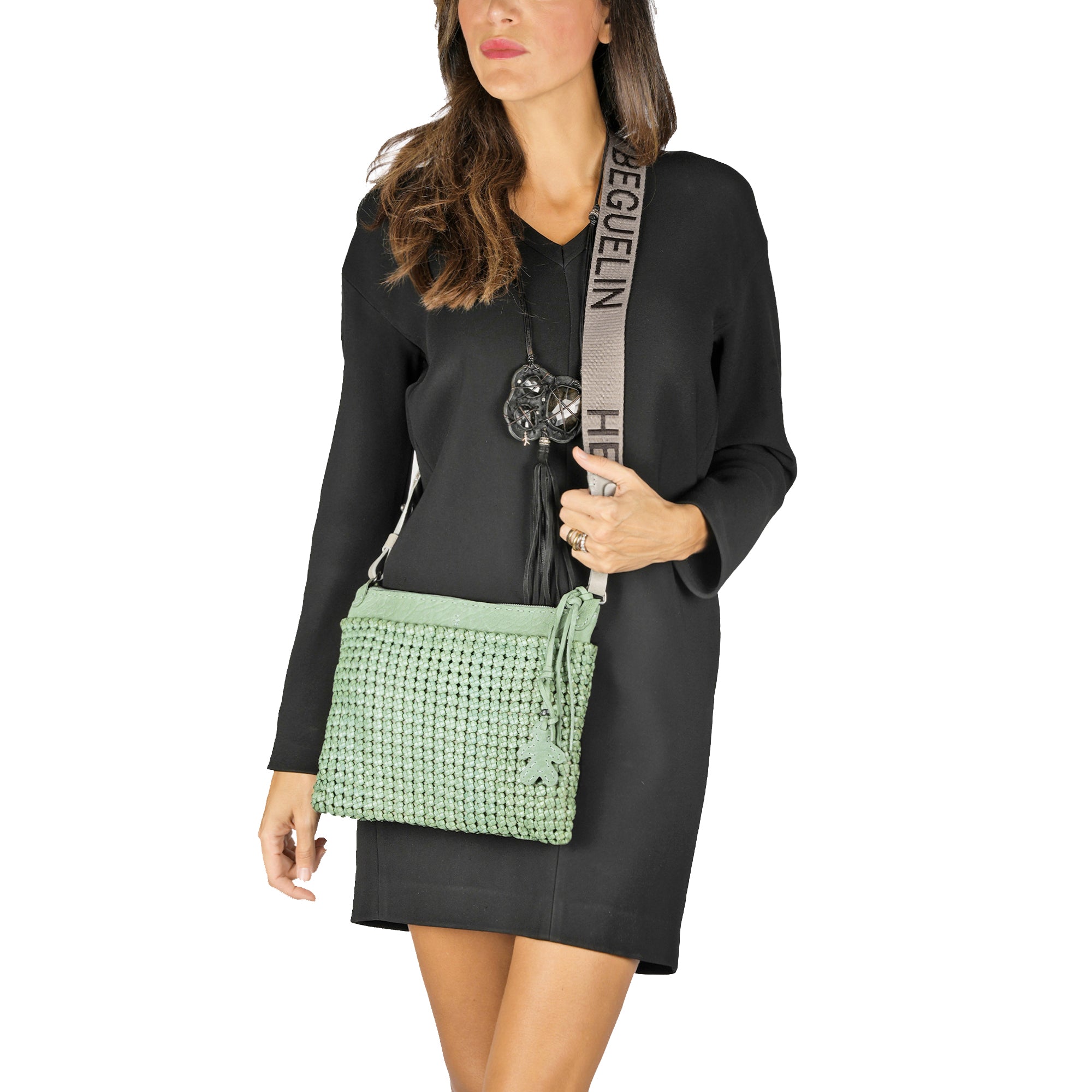 Zip Clutch S HB Intreccio Crochet Light Green